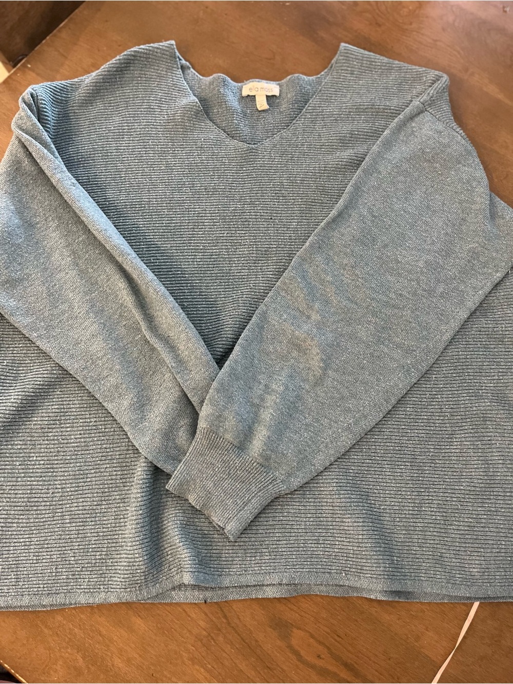 Ella Moss Women's V-Neck Sweater in Heathered Blue